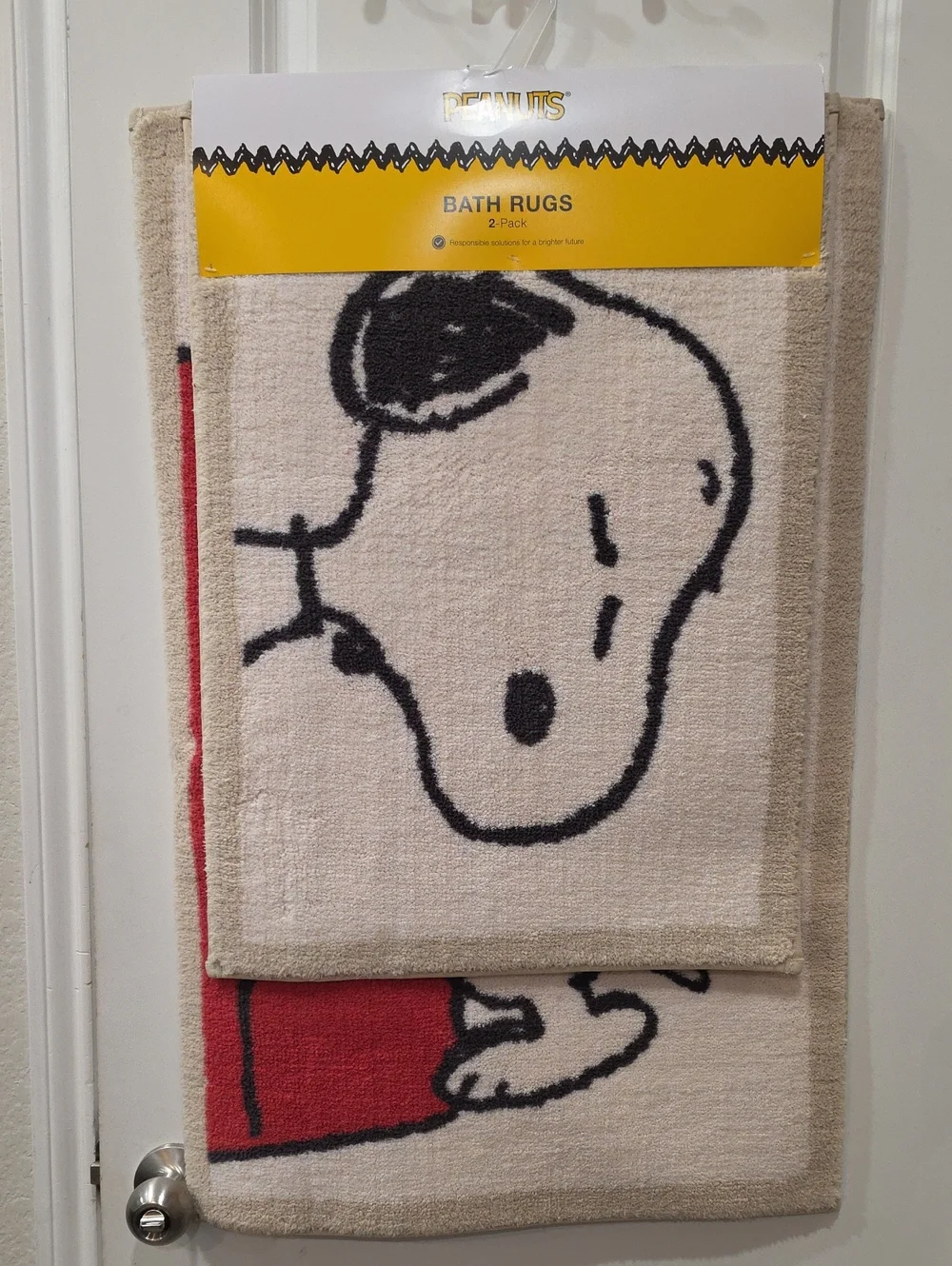 The Big One Peanuts Snoopy & Woodstock 2-PK Bath Rugs- Ivory